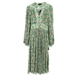 Lulus Size Small‎ Dress Green Floral Cottagecore Peasant Maxi Long Sleeve NWT